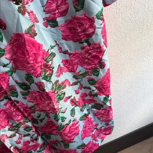 Floral pink rose  Long Coat (3D looking print - Picture 7 of 8